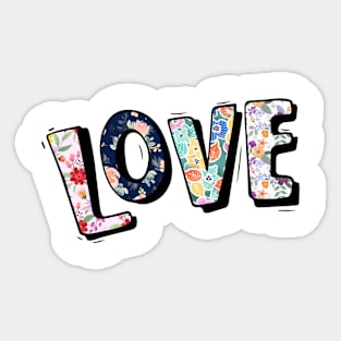 Love with floral print- Love text Sticker